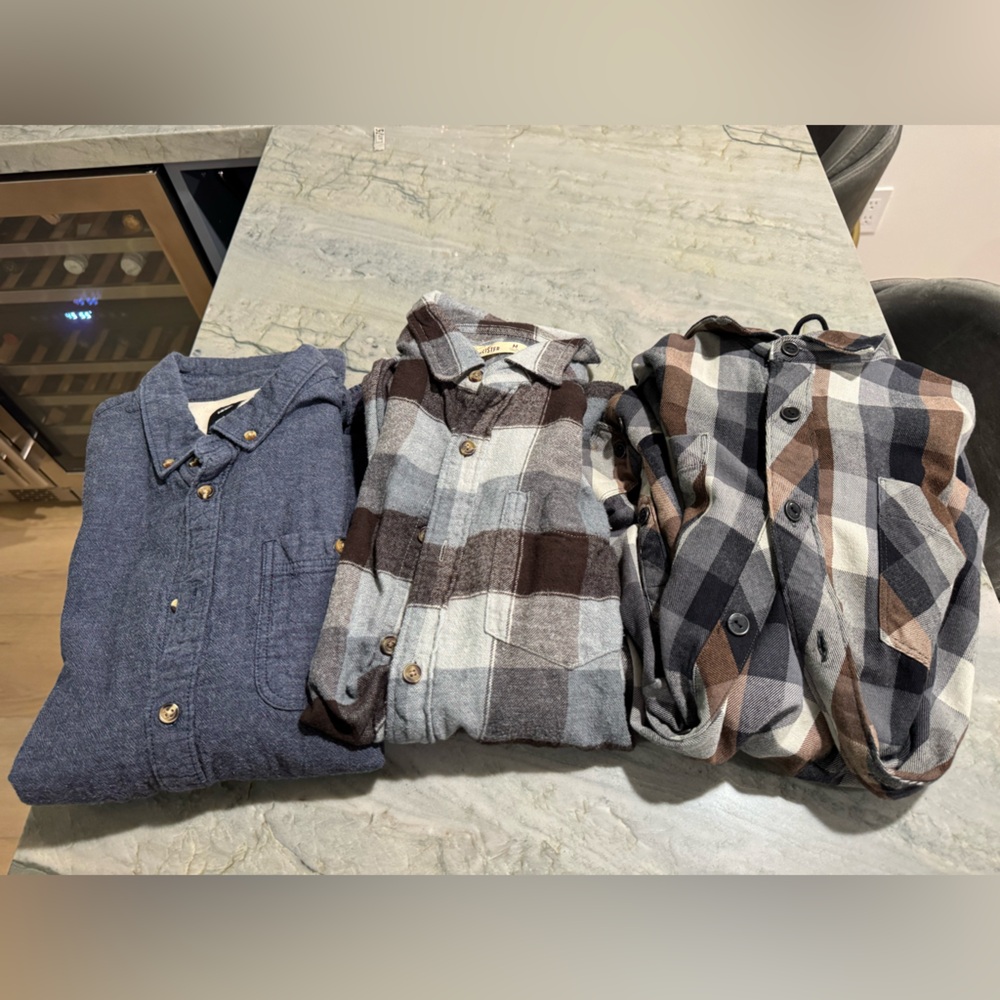 Flannel Button Down Long-Sleeve Shirt Bundle